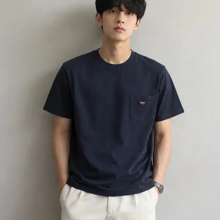[BUNJANG] Maison Kitsuné Navy Pocket T-Shirt XXL / 메종키츠네 포켓 반팔 네이비 XXL