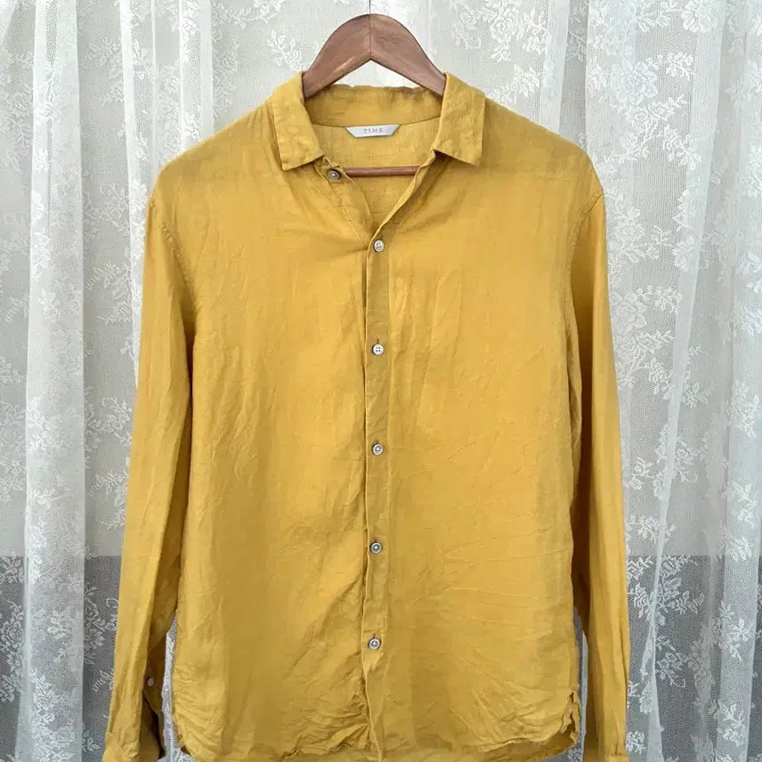 [BUNJANG] Time Homme 100% Linen Shirt Yellow / 100) 타임 옴므 린넨 100 셔츠 옐로우