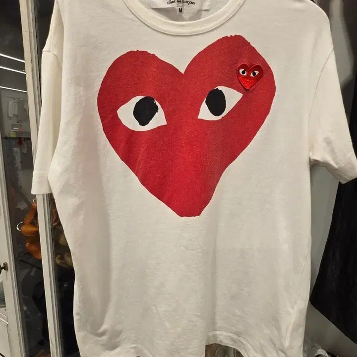 [BUNJANG] Comme des Garçons PLAY White Big Heart T-Shirt / 꼼데가르송 플레이 화이트 빅 하트 반팔티