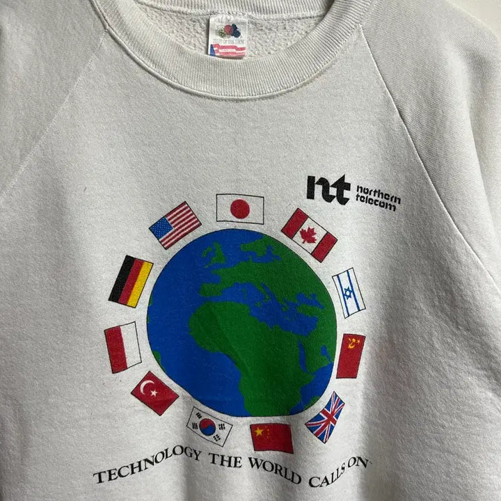 [BUNJANG] Fruit of the Loom Globe Printing Sweatshirt XL / Fruit of the Loom 지구본 프린팅 맨투맴