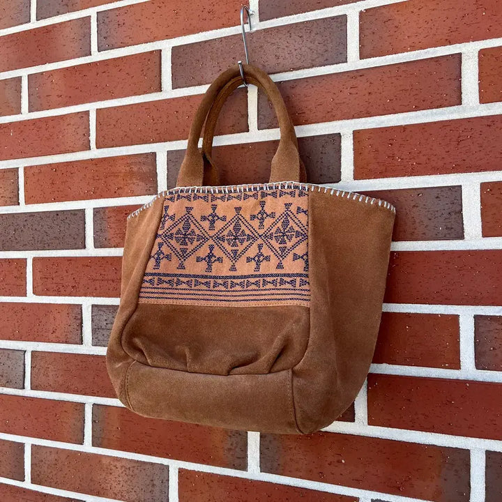 [BUNJANG] Vintage Real Suede Ethnic Pattern Tote Bag / Vintage 리얼 스웨이드 에스닉 패턴 토트백