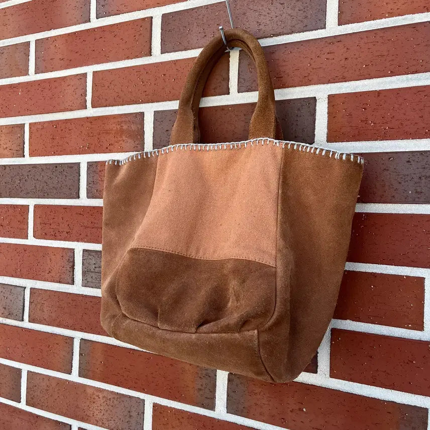 [BUNJANG] Vintage Real Suede Ethnic Pattern Tote Bag / Vintage 리얼 스웨이드 에스닉 패턴 토트백