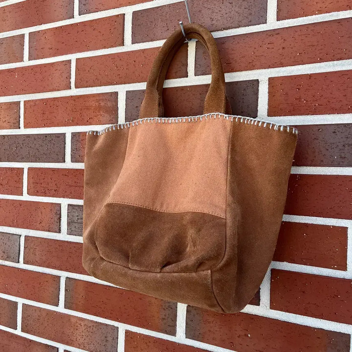 [BUNJANG] Vintage Real Suede Ethnic Pattern Tote Bag / Vintage 리얼 스웨이드 에스닉 패턴 토트백