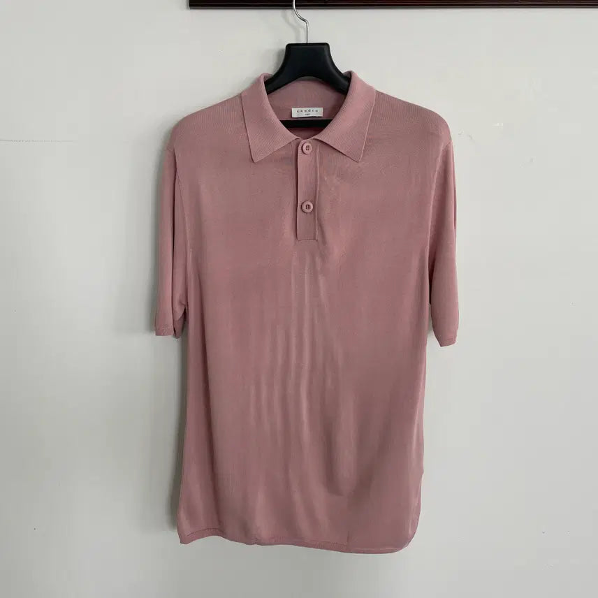 [BUNJANG] Sandro Unisex PK Pique Short Sleeve T-Shirt Pink M-L / 산드로 공용M-L 핑크 피케 PK 반팔 티셔츠