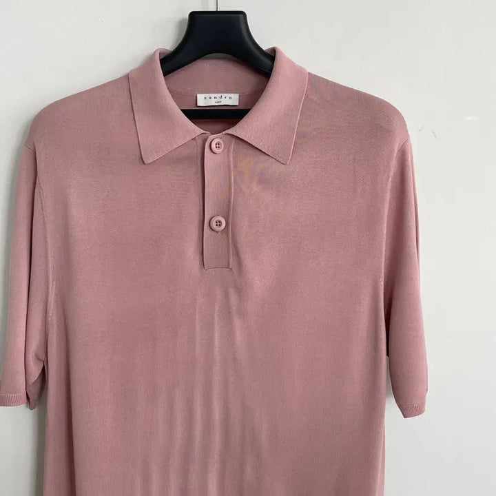 [BUNJANG] Sandro Unisex PK Pique Short Sleeve T-Shirt Pink M-L / 산드로 공용M-L 핑크 피케 PK 반팔 티셔츠