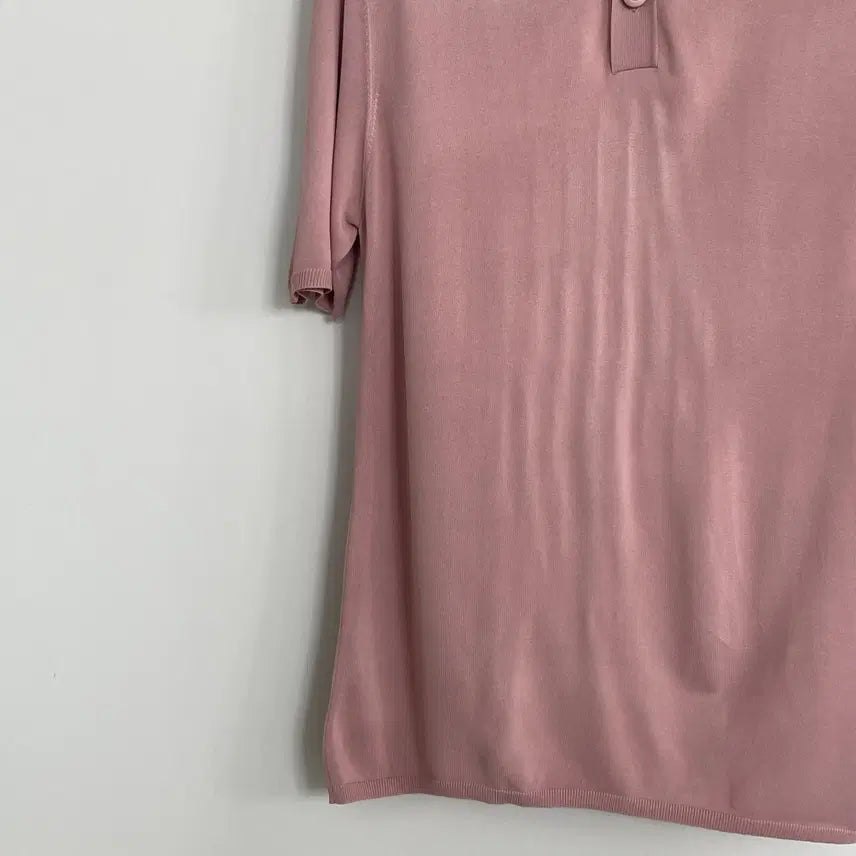 [BUNJANG] Sandro Unisex PK Pique Short Sleeve T-Shirt Pink M-L / 산드로 공용M-L 핑크 피케 PK 반팔 티셔츠