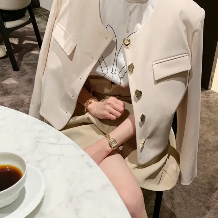 [BUNJANG] Bicini Spring Heart Jacket Beige / (새제품)바이씨니 봄 하트자켓 베이지