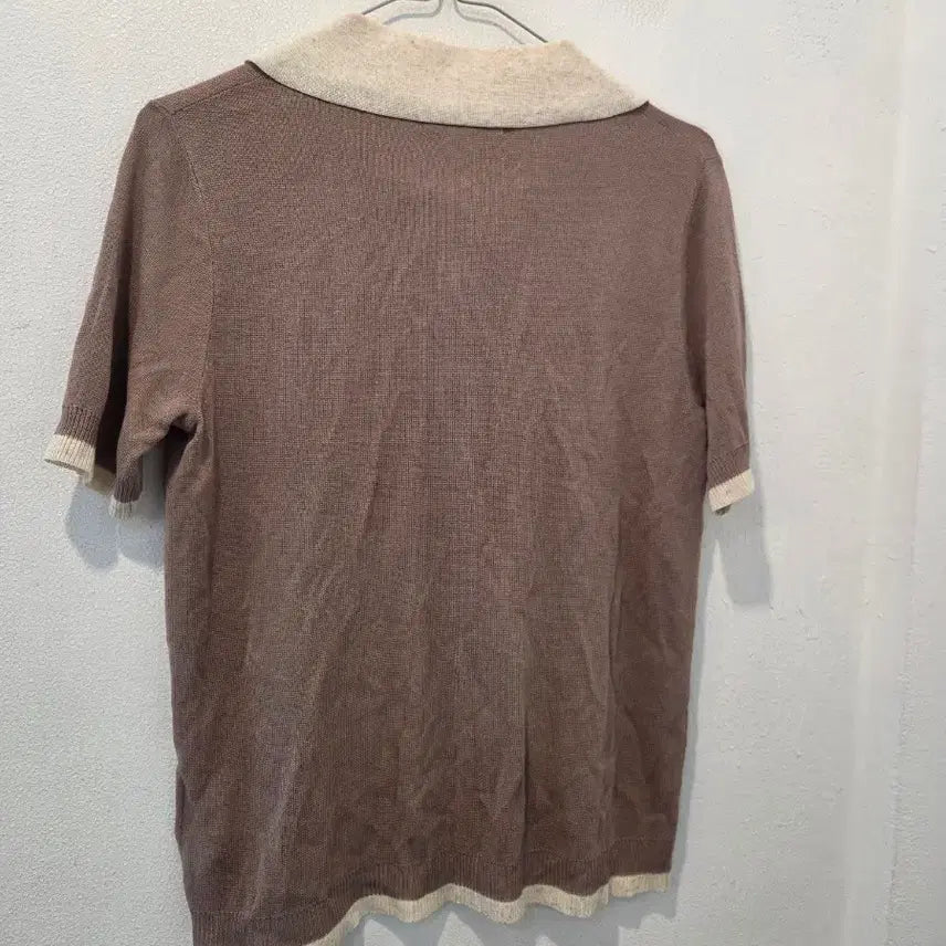 [BUNJANG] vyur Brown Short-Sleeve Collar Knit / vyur 브라운 반팔 카라 니트