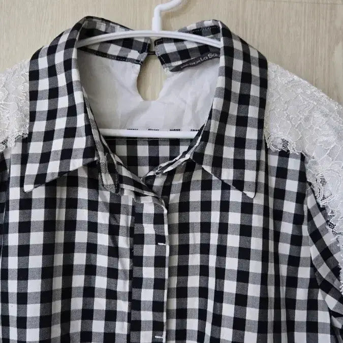 [BUNJANG] La Salu Zia Lace Check Shirt / 레이스 체크 셔츠 (La Salu Zia) 95