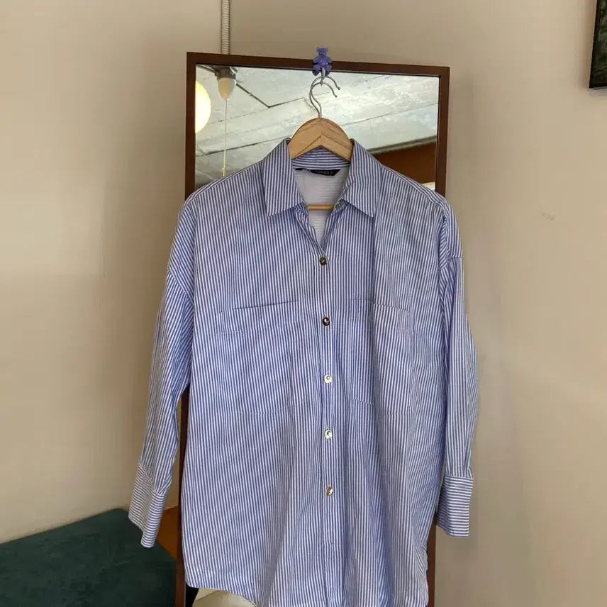 [BUNJANG] ZARA Striped Oversized Fit Shirt / 자라 스트라이프 오버핏 셔츠