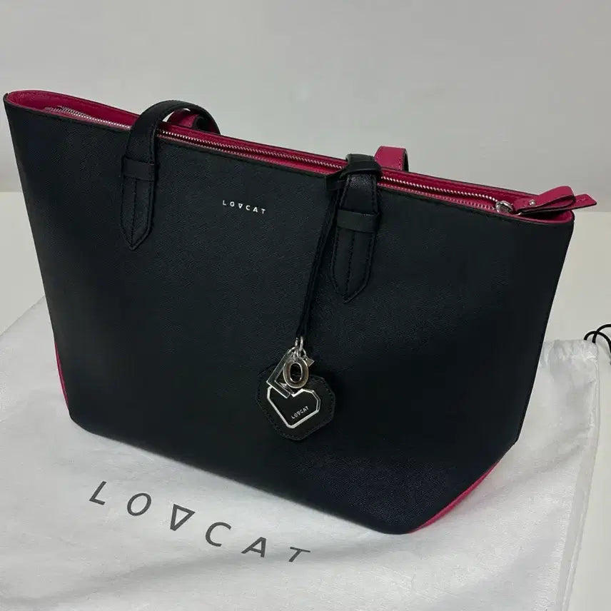[BUNJANG] Lovecat Tote Bag Shoulder Bag Black / 러브캣 토트백 숄더백 블랙