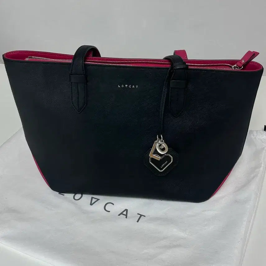 [BUNJANG] Lovecat Tote Bag Shoulder Bag Black / 러브캣 토트백 숄더백 블랙