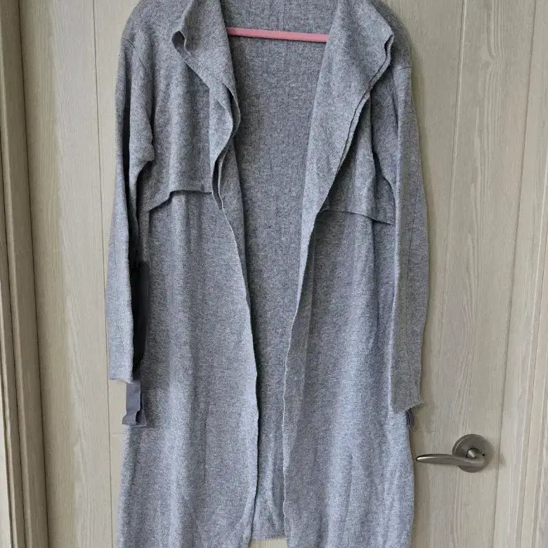 [BUNJANG] Charcoal Grey Knit Long Cardigan (Size 77-88) / 그레이 니트 롱 가디건 77~88 차콜