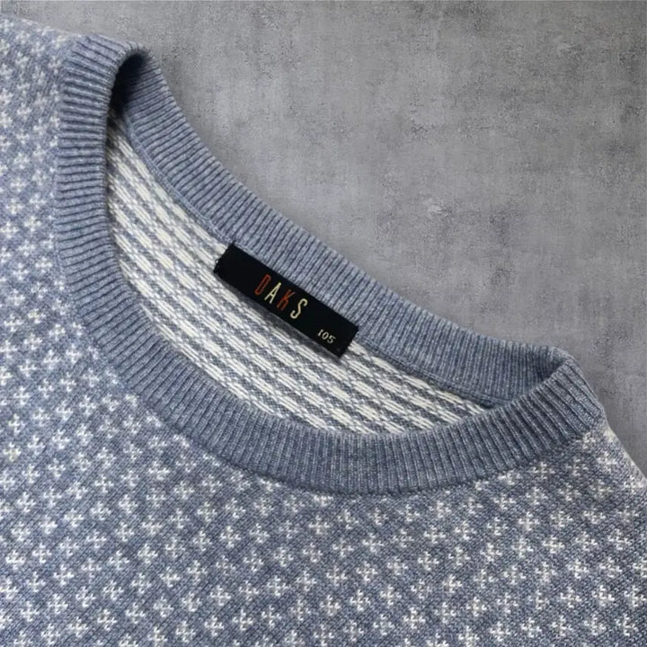 [BUNJANG] Daks Cashmere Jacquard Pattern Knit Sweater Blue 105 / 닥스 Daks 연블루 캐시미어 패턴 니트 105