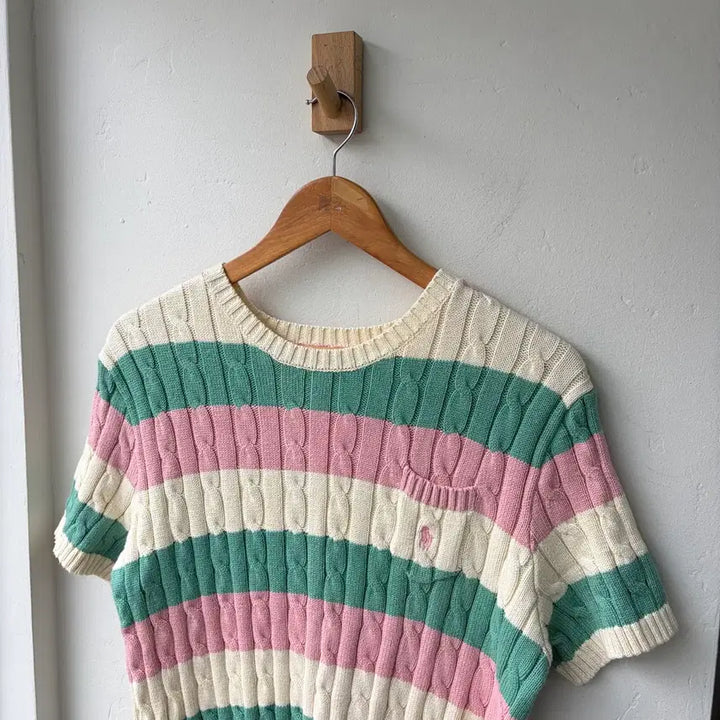 [BUNJANG] Polo Ralph Lauren Cable Knit Short Sleeve Sweater XL / 16845 - 폴로 랄프로렌 케이블 반팔 니트
