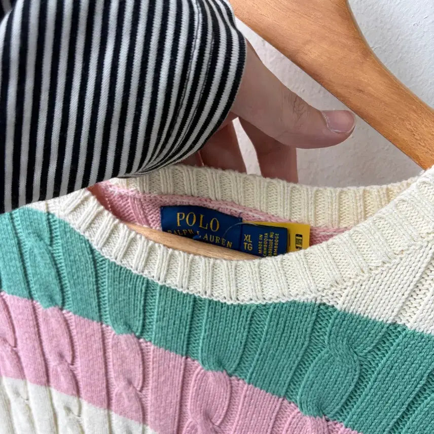 [BUNJANG] Polo Ralph Lauren Cable Knit Short Sleeve Sweater XL / 16845 - 폴로 랄프로렌 케이블 반팔 니트