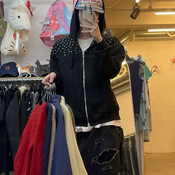 [BUNJANG] OWAY Black Zip-Up Hoodie / 오와이 후드집업 블랙