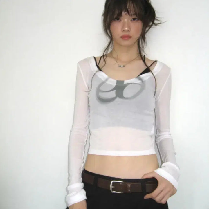 [BUNJANG] AZON See-Through T-Shirt / 실사) 애즈온 시스루 티 SEE-THROUGH T