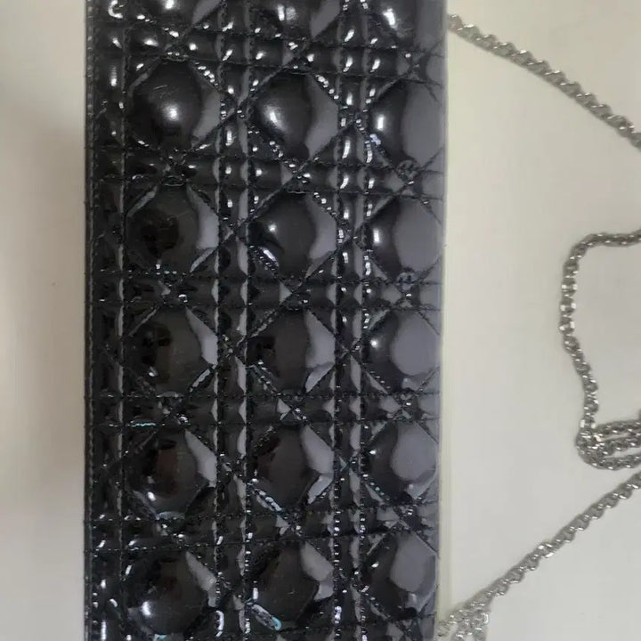 [BUNJANG] Dior Lady Dior Black Patent Chain Wallet / 디올 레이디 디올 블랙 페이던트 체인 월렛