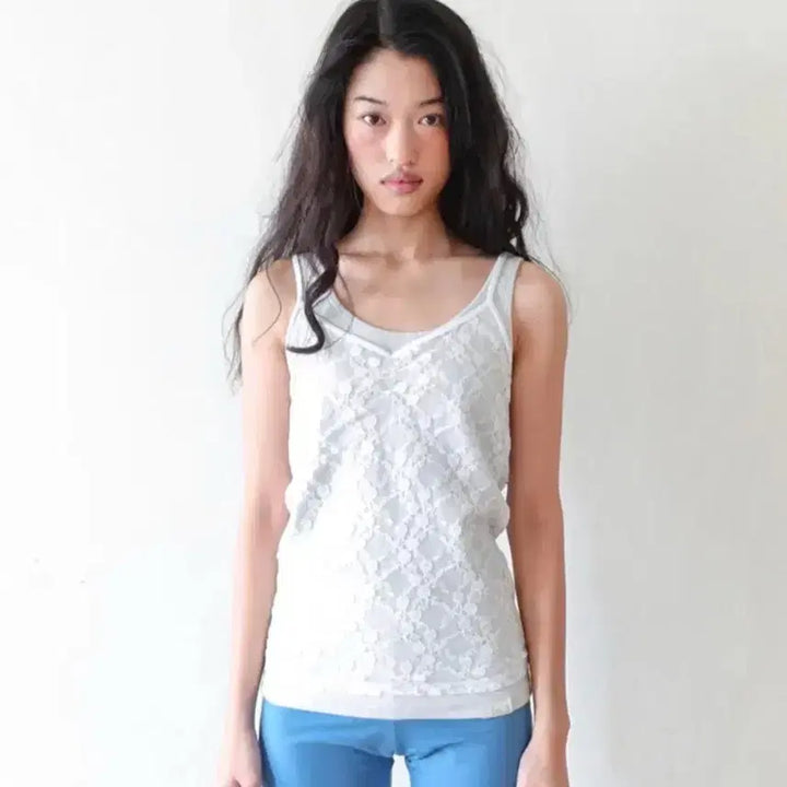 [BUNJANG] Shop Faerie Iris Long Top Khaki + Lace Sleeveless Ivory / [새상품]샵페어리 일괄 iris long top khaki + 레이스나시