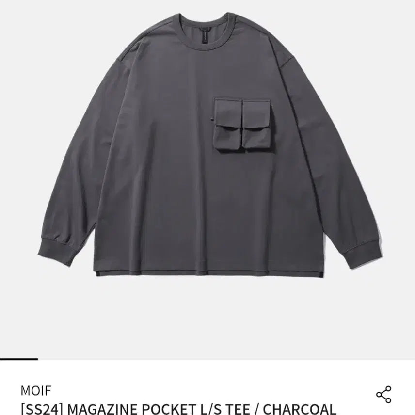 [BUNJANG] Moif Magazine Pocket T-Shirt Charcoal / 모이프 매거진 포켓 티[2] 차콜