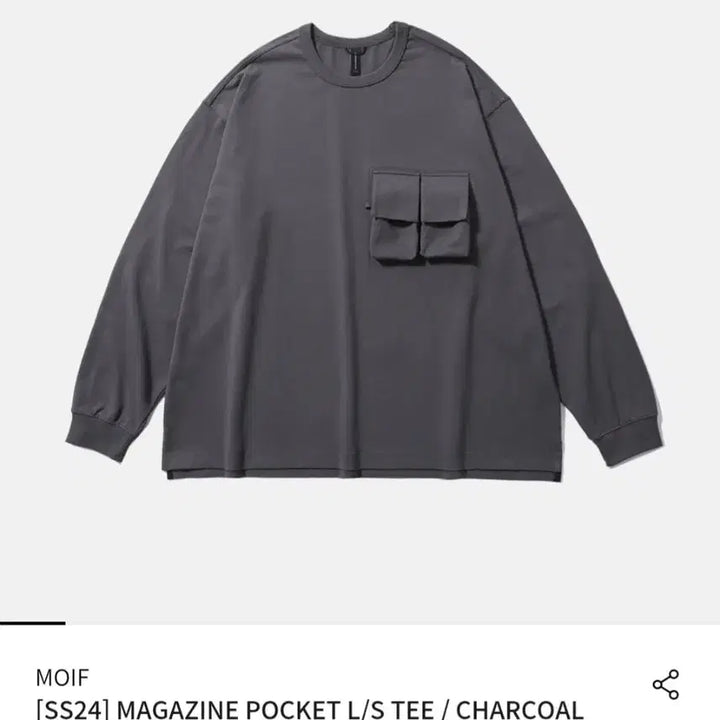 [BUNJANG] Moif Magazine Pocket T-Shirt Charcoal / 모이프 매거진 포켓 티[2] 차콜