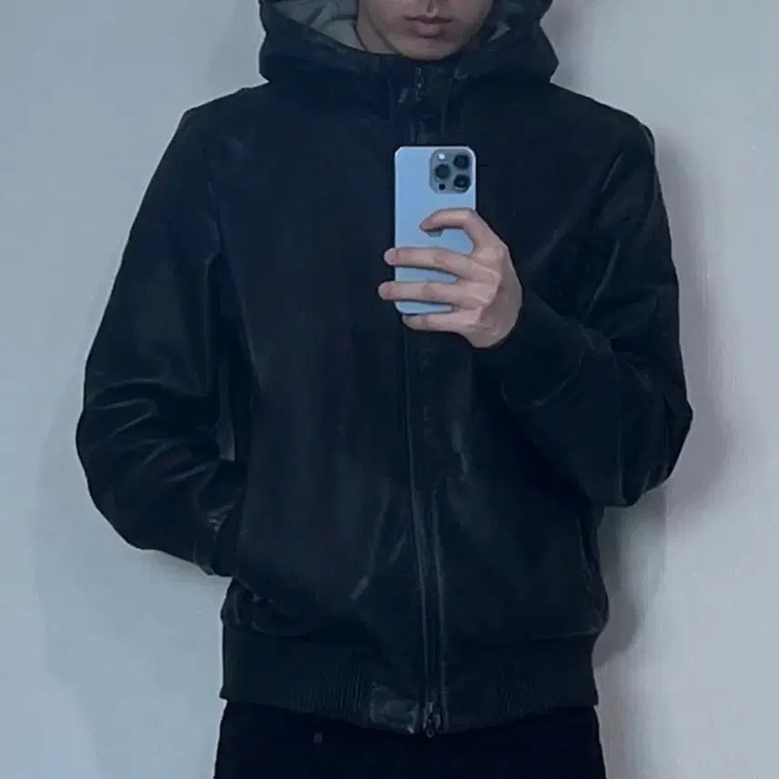 [BUNJANG] Rag &amp; Bone Lambskin Leather Hooded Jacket / Rag&amp;Bone 랙 앤 본 양가죽 펑크 락시크 후드 자켓