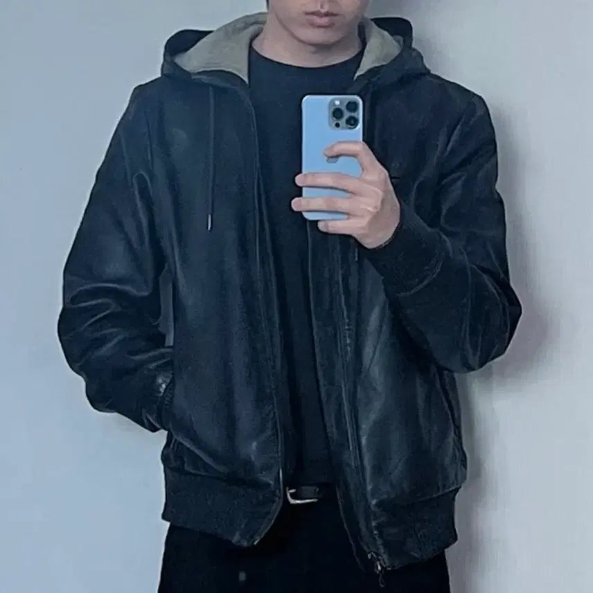 [BUNJANG] Rag &amp; Bone Lambskin Leather Hooded Jacket / Rag&amp;Bone 랙 앤 본 양가죽 펑크 락시크 후드 자켓