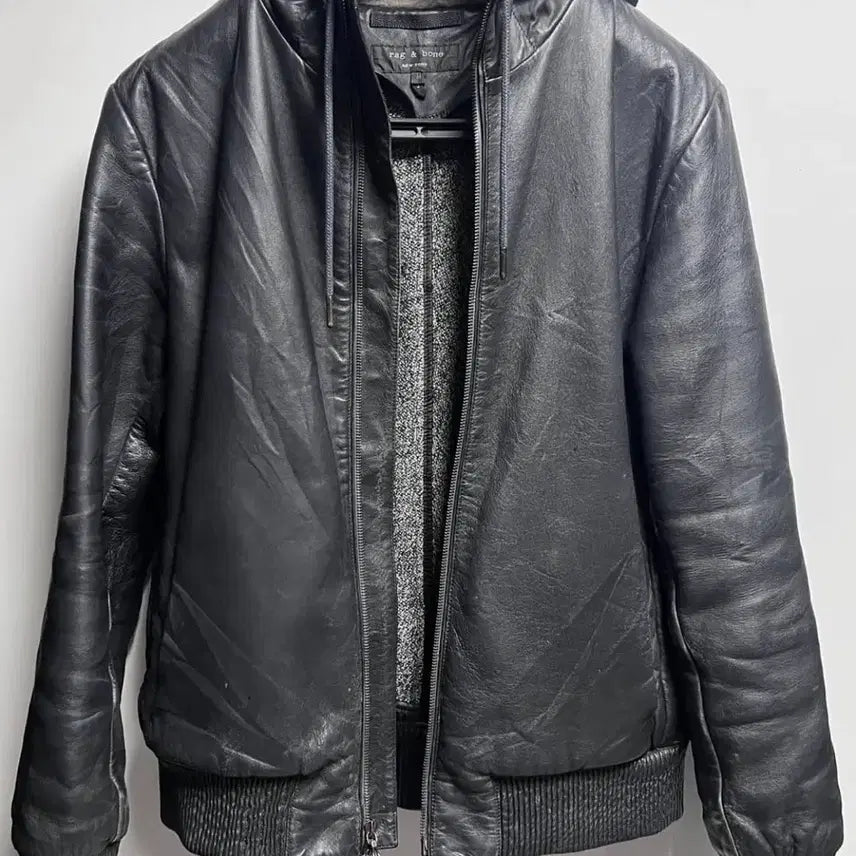 [BUNJANG] Rag &amp; Bone Lambskin Leather Hooded Jacket / Rag&amp;Bone 랙 앤 본 양가죽 펑크 락시크 후드 자켓
