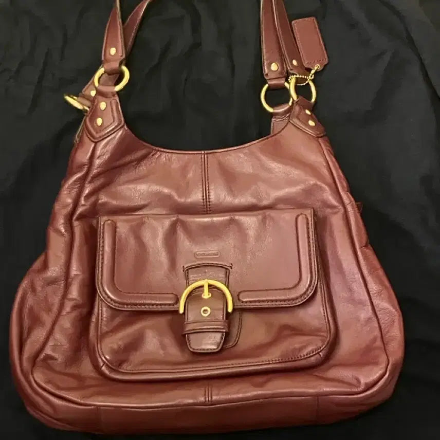 [BUNJANG] Coach Leather Shoulder Bag Burgundy / 코치 가죽 숄더백 버건디