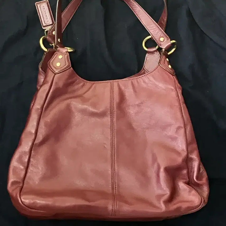 [BUNJANG] Coach Leather Shoulder Bag Burgundy / 코치 가죽 숄더백 버건디