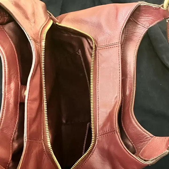 [BUNJANG] Coach Leather Shoulder Bag Burgundy / 코치 가죽 숄더백 버건디
