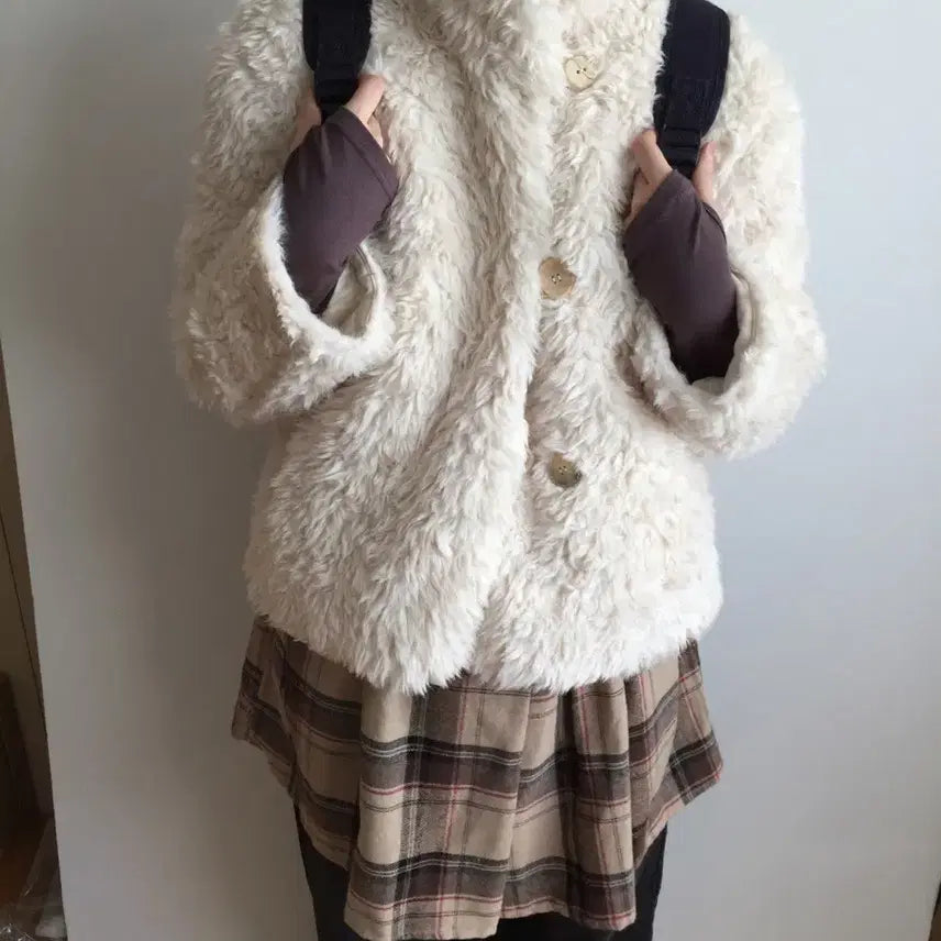 [BUNJANG] Zigzag Deogy Fur Jacket Fur Coat / 지그재그 더기 퍼자켓 퍼코트
