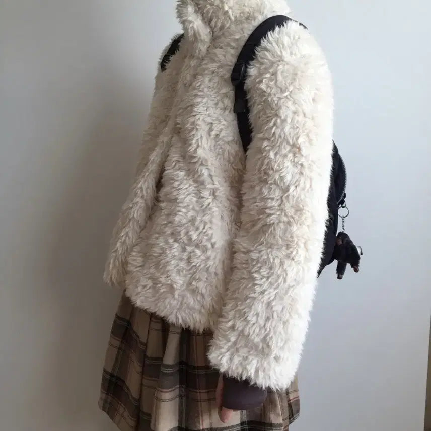 [BUNJANG] Zigzag Deogy Fur Jacket Fur Coat / 지그재그 더기 퍼자켓 퍼코트