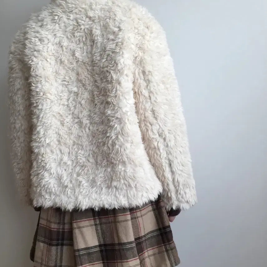 [BUNJANG] Zigzag Deogy Fur Jacket Fur Coat / 지그재그 더기 퍼자켓 퍼코트