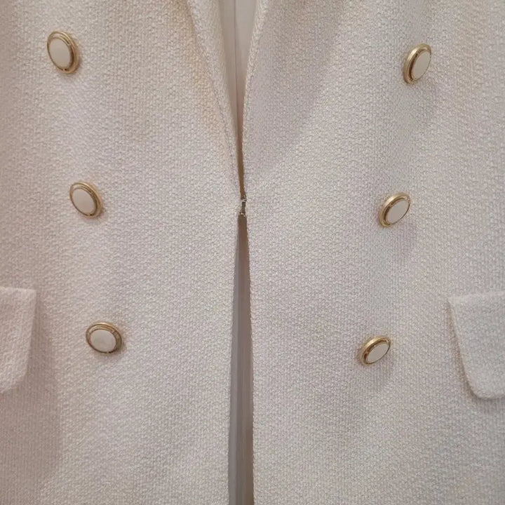 [BUNJANG] Saint John Ivory Tweed Jacket with Gold Buttons (Size 10 / 66-77) / 세인트존 센존 아이보리 트위드 금장버튼 자켓 10사이즈 66~77