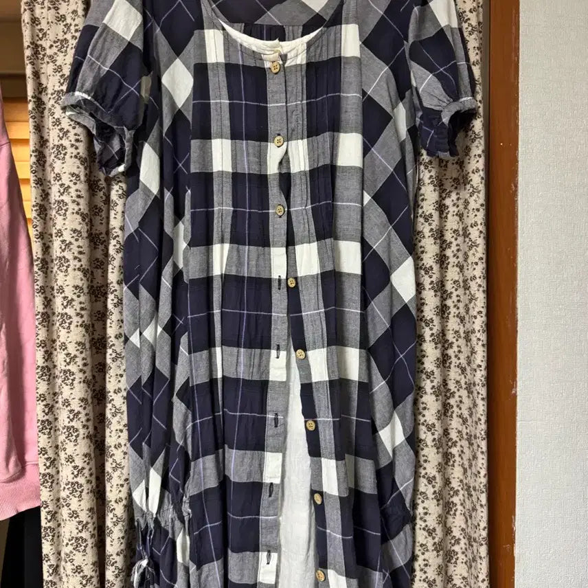 [BUNJANG] Vintage "Bat Gentleman" Checkered Dress / 체크 빈티지 바선생 원피스