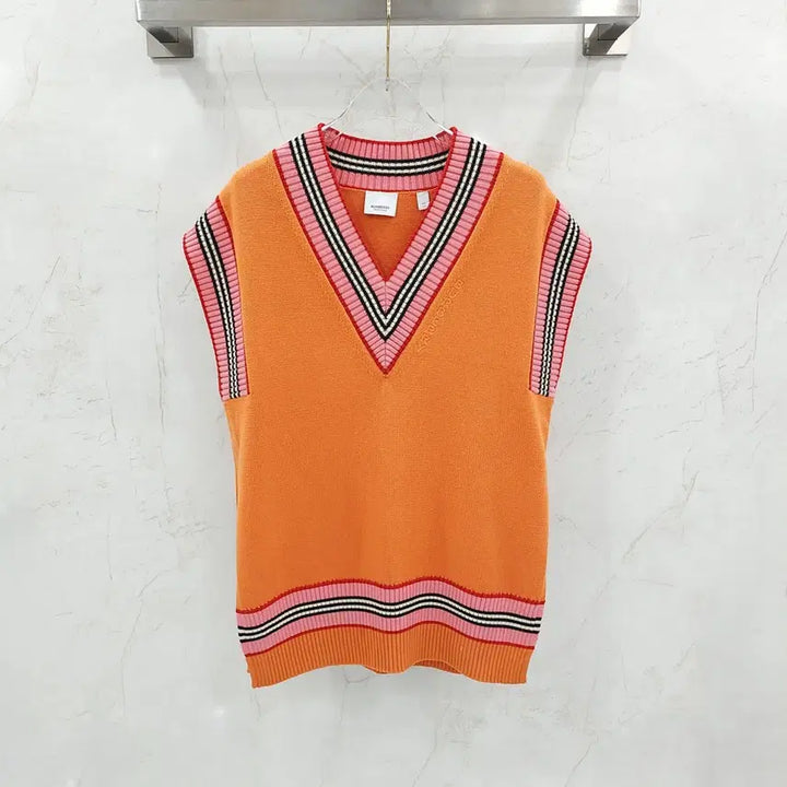 [BUNJANG] Burberry Orange Logo Cotton Knit Vest XS / XS / 버버리 오렌지 로고 코튼 니트 베스트