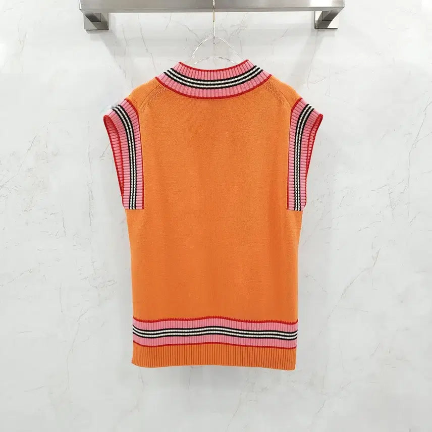 [BUNJANG] Burberry Orange Logo Cotton Knit Vest XS / XS / 버버리 오렌지 로고 코튼 니트 베스트