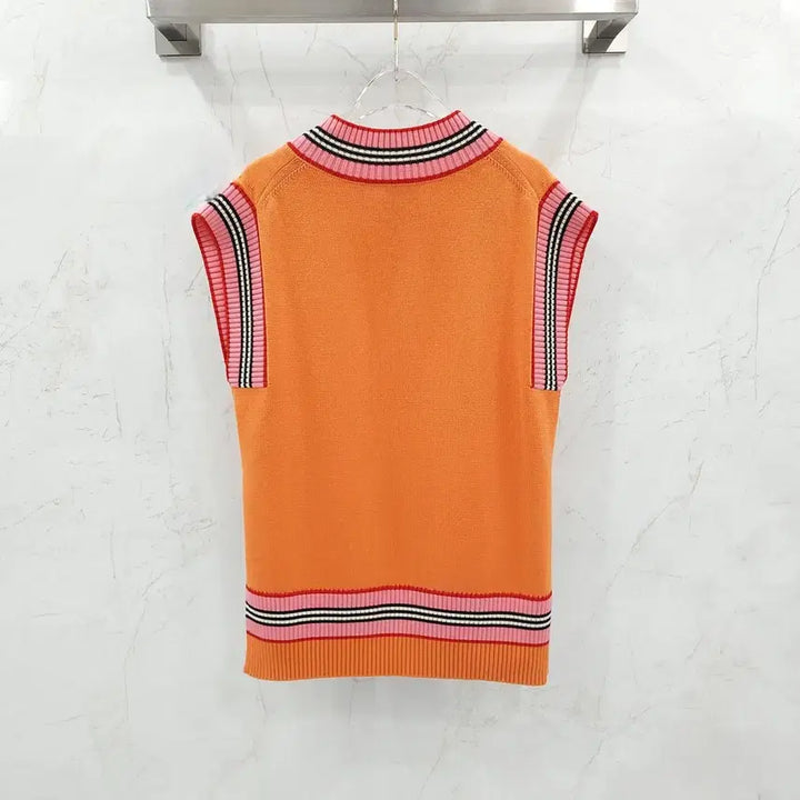 [BUNJANG] Burberry Orange Logo Cotton Knit Vest XS / XS / 버버리 오렌지 로고 코튼 니트 베스트