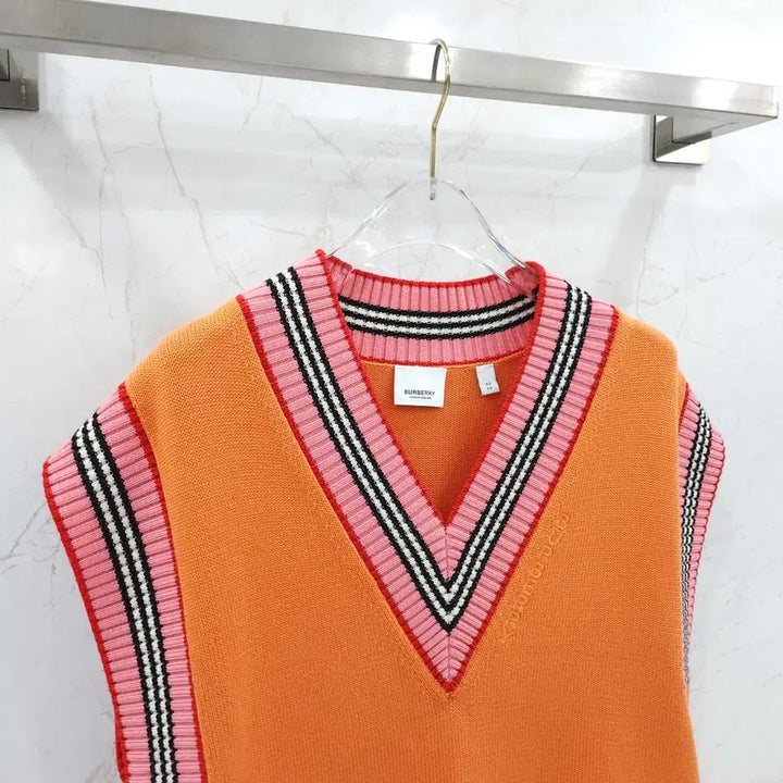 [BUNJANG] Burberry Orange Logo Cotton Knit Vest XS / XS / 버버리 오렌지 로고 코튼 니트 베스트