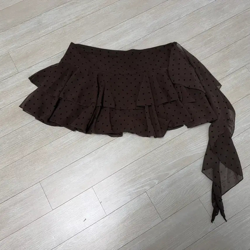 [BUNJANG] Zara Ruffle Skirt Pants Brown Dot M / (M)자라 러플 스커트 팬츠 브라운 도트 땡땡이 치마 갸루