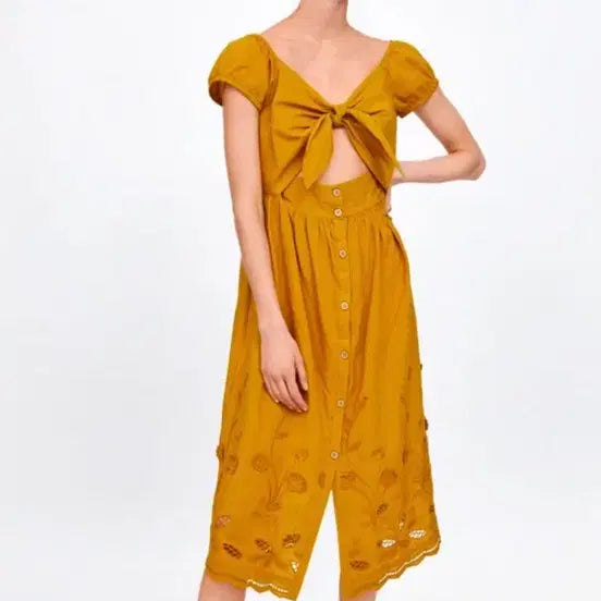[BUNJANG] ZARA Yellow Cut-out Long Dress / ZARA 옐로우 컷아웃 롱 원피스
