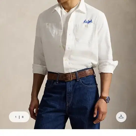 [BUNJANG] Polo Ralph Lauren Embroidered Herringbone Shirt / 폴로 임브로이더 헤링본 셔츠