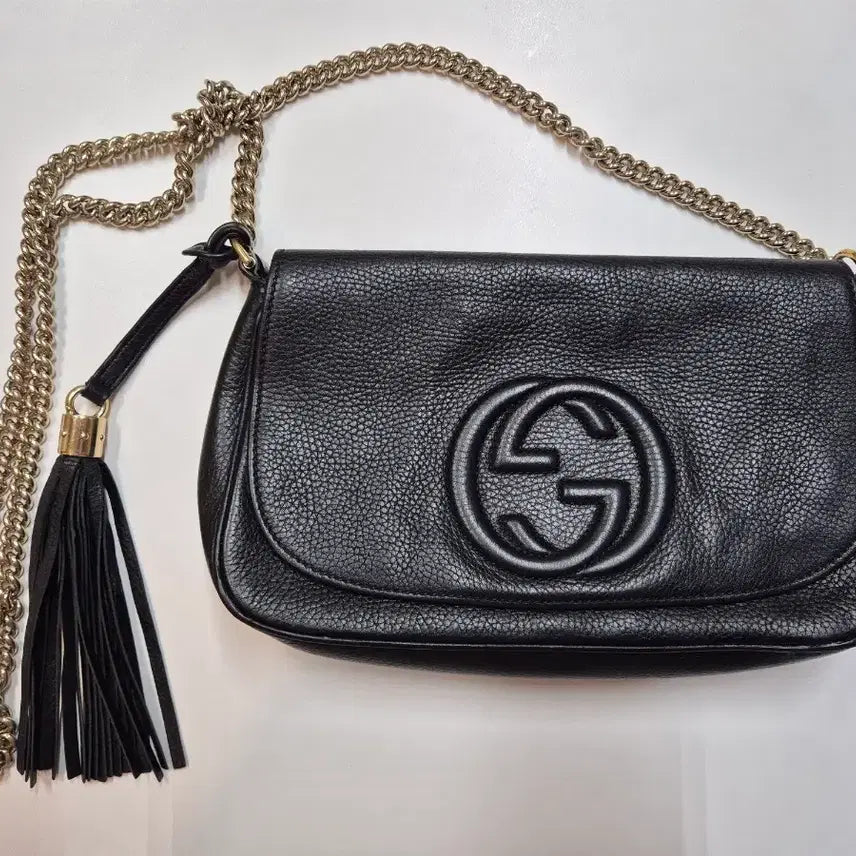 [BUNJANG] Gucci Soho Leather Black Chain Shoulder Bag with Authentication Certificate / 구찌 소호 레더 블랙 체인 숄더백 (정품감정서)