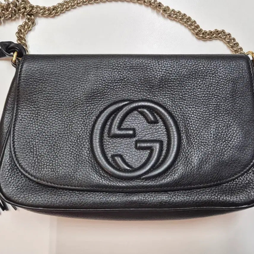 [BUNJANG] Gucci Soho Leather Black Chain Shoulder Bag with Authentication Certificate / 구찌 소호 레더 블랙 체인 숄더백 (정품감정서)