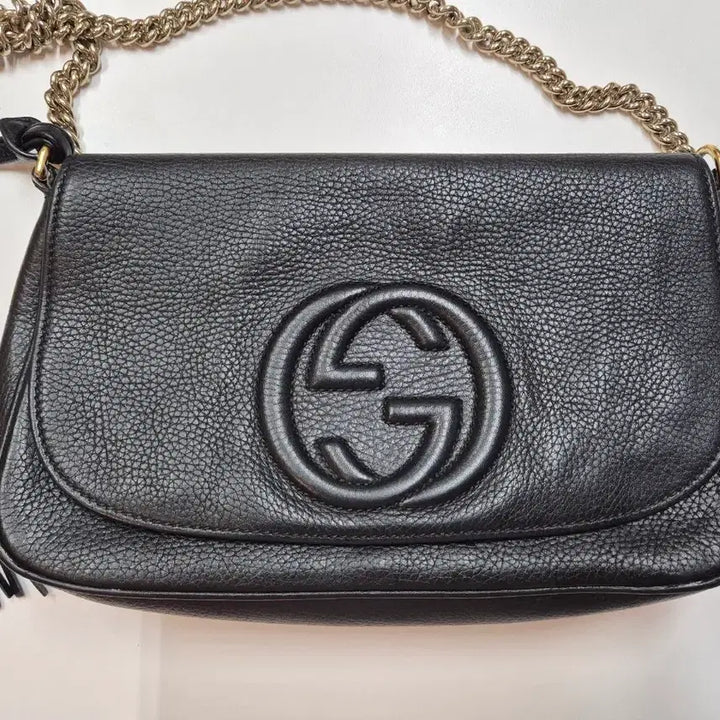 [BUNJANG] Gucci Soho Leather Black Chain Shoulder Bag with Authentication Certificate / 구찌 소호 레더 블랙 체인 숄더백 (정품감정서)