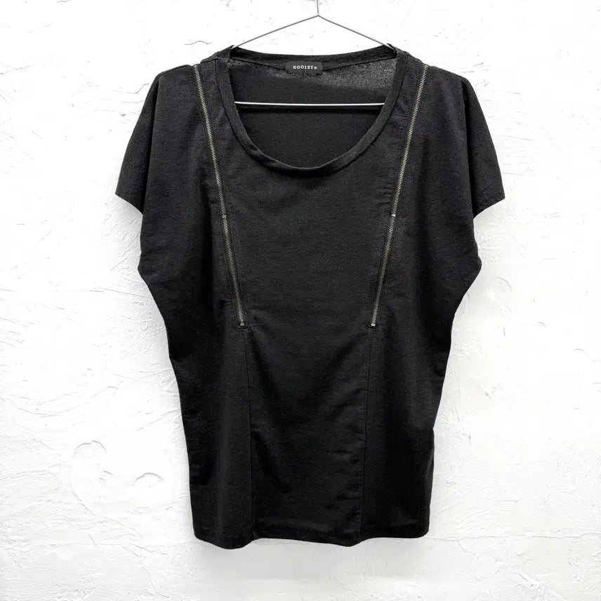 [BUNJANG] EGOIST Glitter Zipper T-Shirt / egoist 글리터 지퍼 티셔츠