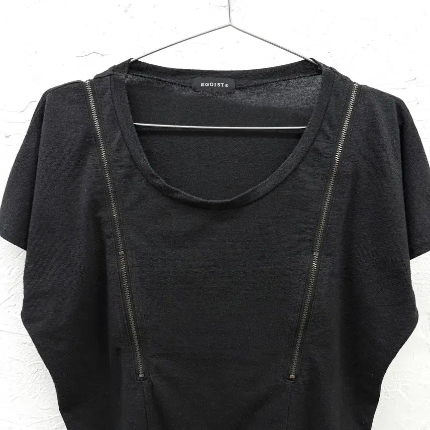 [BUNJANG] EGOIST Glitter Zipper T-Shirt / egoist 글리터 지퍼 티셔츠