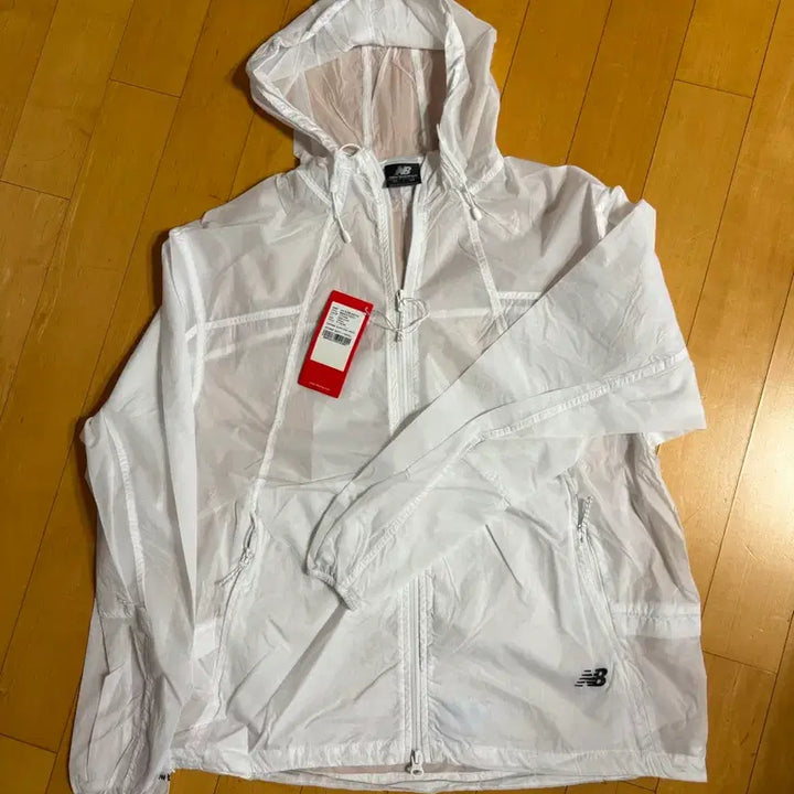 [BUNJANG] New Balance White Windbreaker Hoodie Jacket XL (105) / 뉴발란스 화이트 바람막이 후드 자켓
